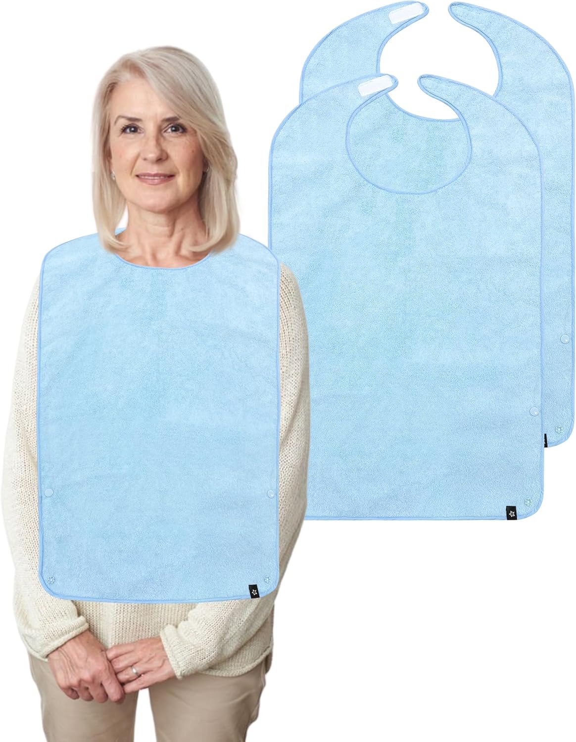 Color-​SPRING SEAON Adult Bibs Washable Towel Bibs for Eating - Unisex Dining Clothing Protectors 2 Pack - SpringSeaon