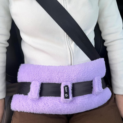 SPRING SEAON Seat Belt Pillow with Pocket for Ice/Hot Packs - Fluffy Soft Cushion Machine Washable (Black)