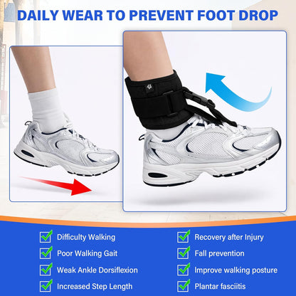 SPRING SEAON Adjustable Foot Support Sleeve - Unisex Left/Right for Walking with Shoes Comfort Cushion (Black)