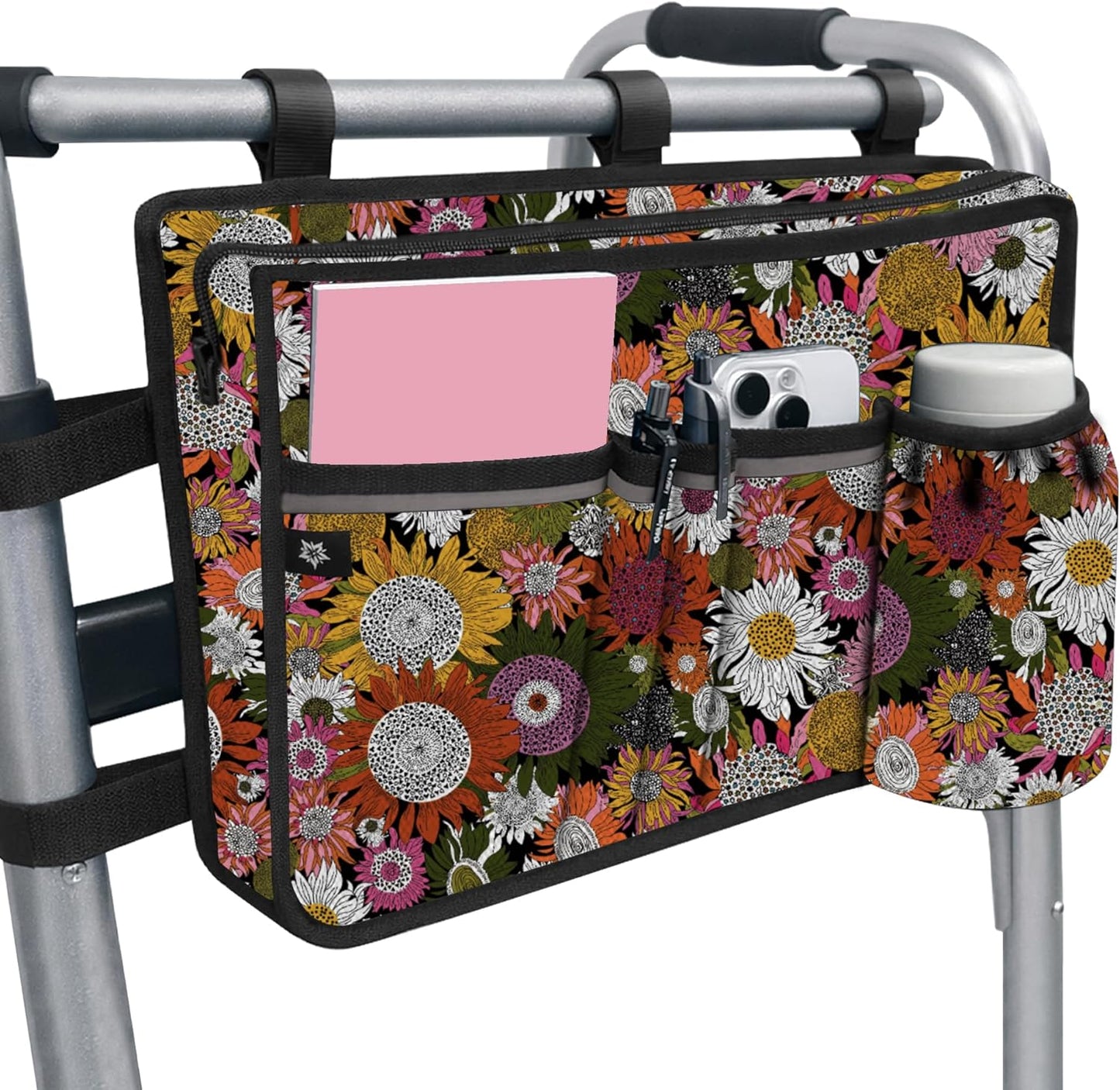 Walker Bag with Cup Holder - Water Resistant Organizer Storage Pouch for Folding Walkers Rollator