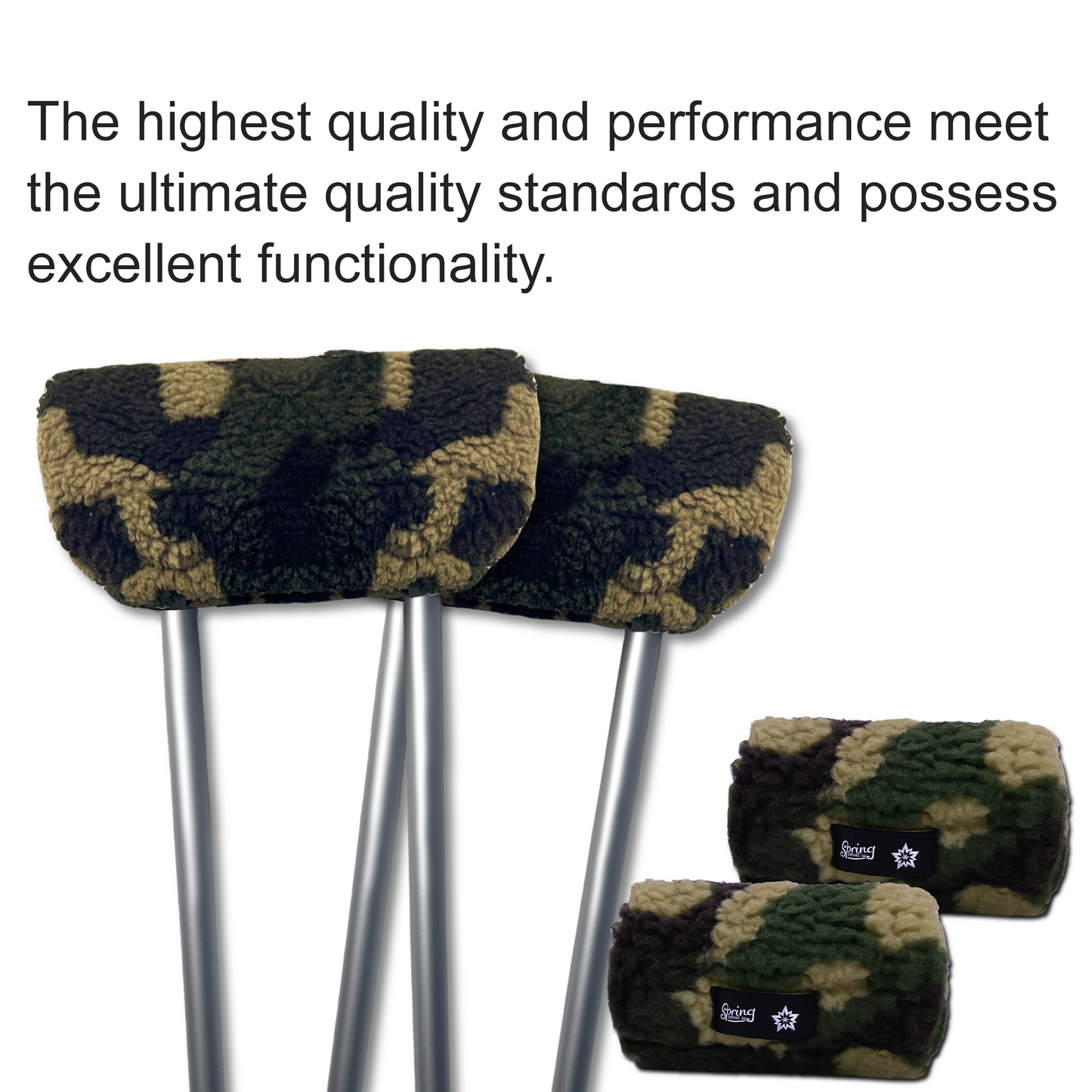 SPRING SEAON Green Camo Plush Crutch Pad Memory Foam Crutches Padding Cover