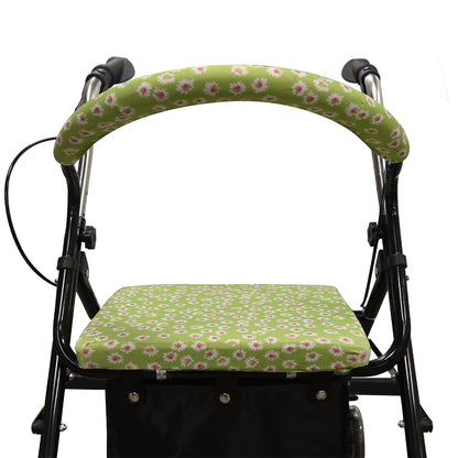 Unisex Rollator Walker Seat and Backrest Covers - Universal Soft Rollator Accessories (green flower)