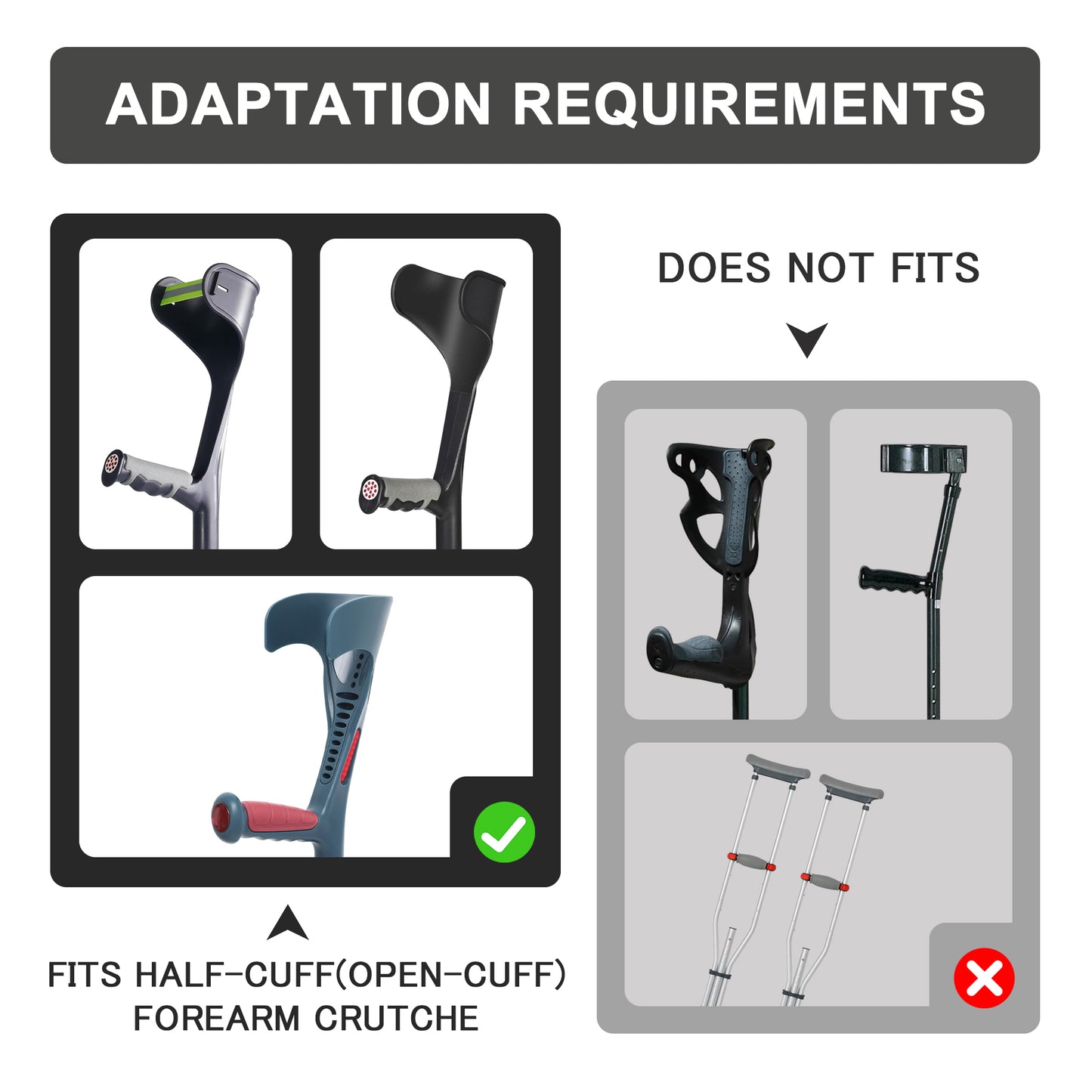 SPRING SEAON Forearm Crutch Pads - 4-Unit Set with Non-Slip Hand Grips Cover