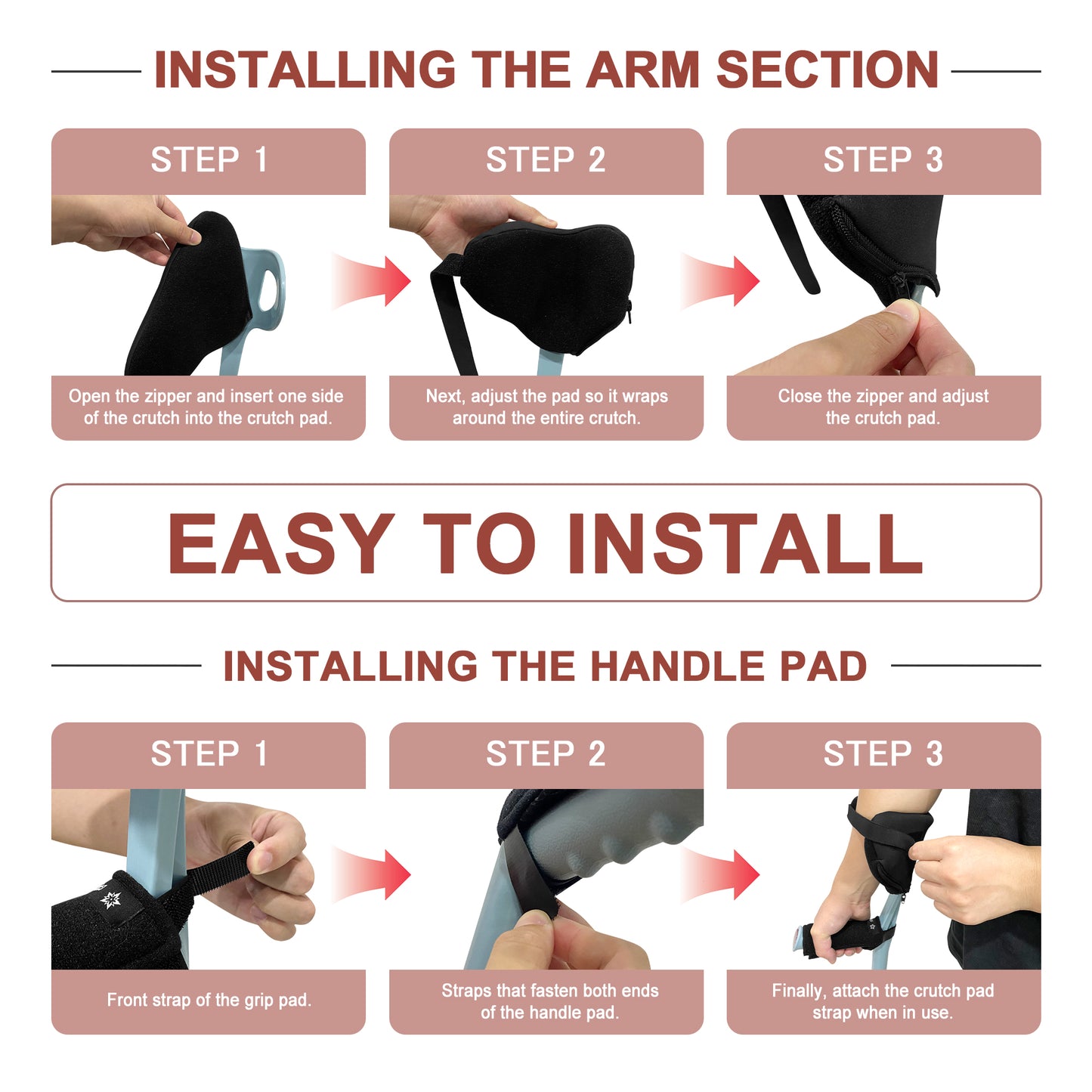 SPRING SEAON Forearm Crutch Pads Non-Slip Comfort Hand Grips (4-Piece Set)