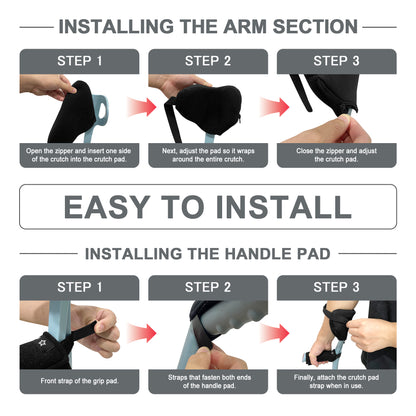 SPRING SEAON Universal Fit Open Cuff Crutch Padding (4 Units) - Soft Elbow & Hand Support