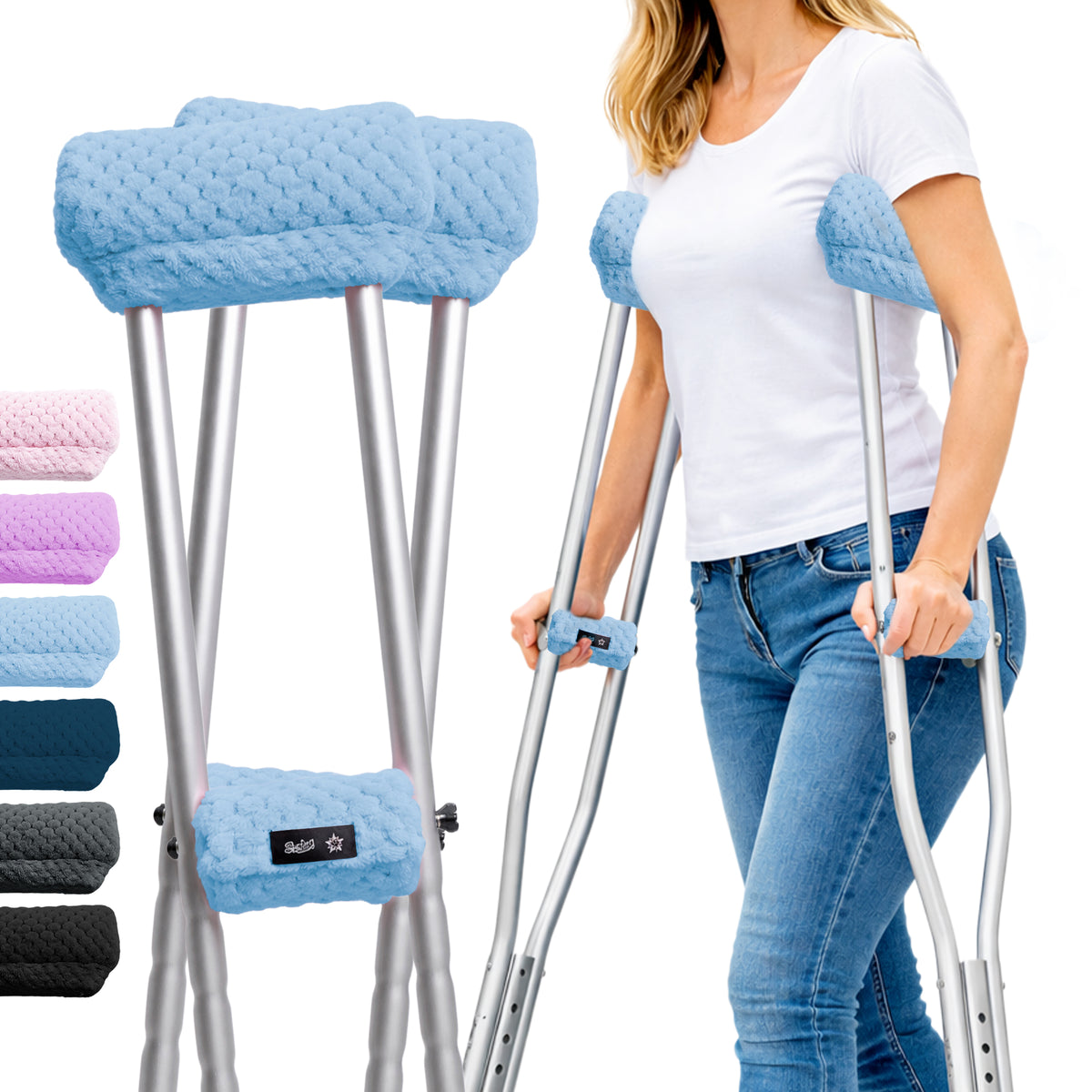 Color-​SPRING SEAON Plush Underarm Crutch Pads and Hand Grips Cushions - SpringSeaon