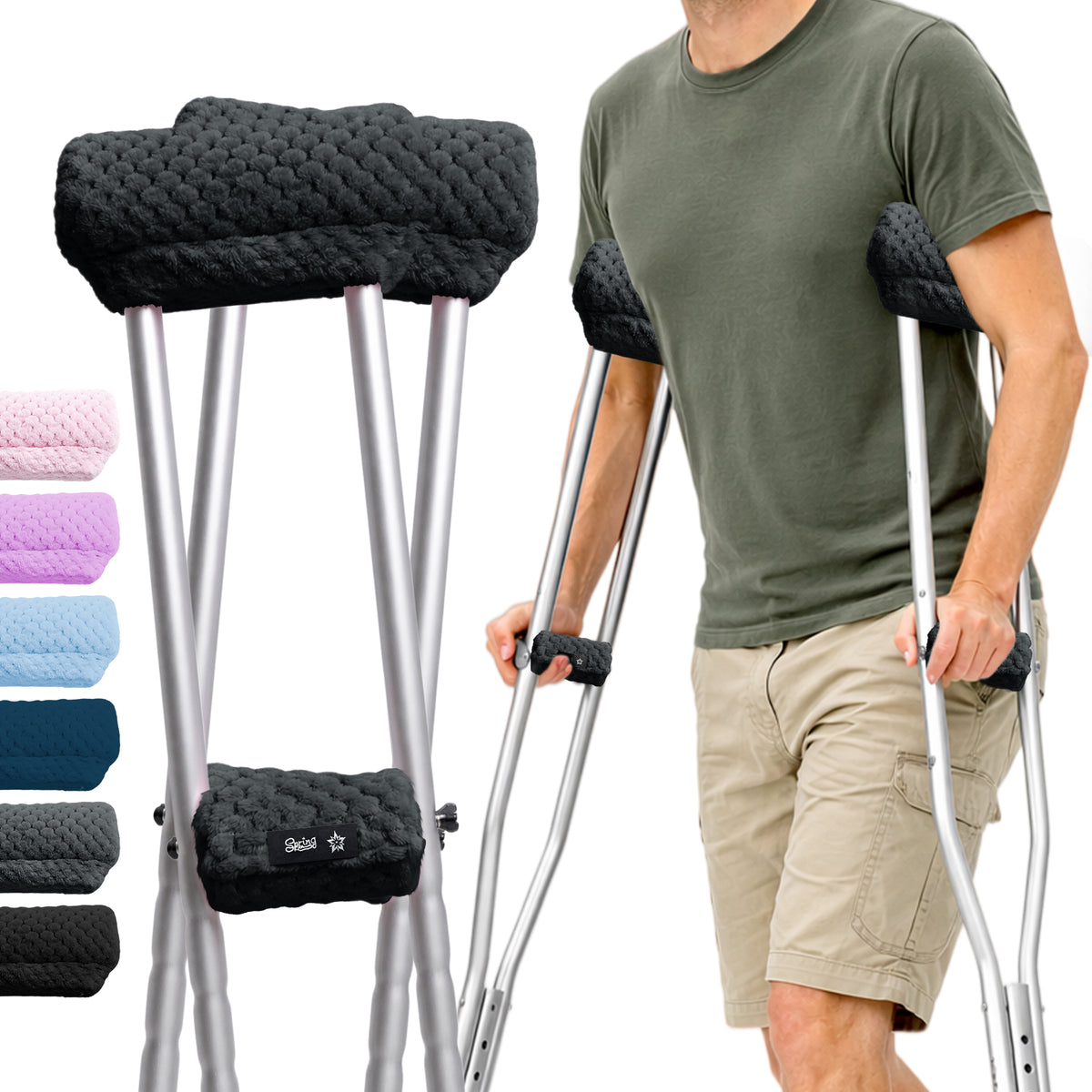 Color-​SPRING SEAON Plush Underarm Crutch Pads and Hand Grips Cushions - SpringSeaon