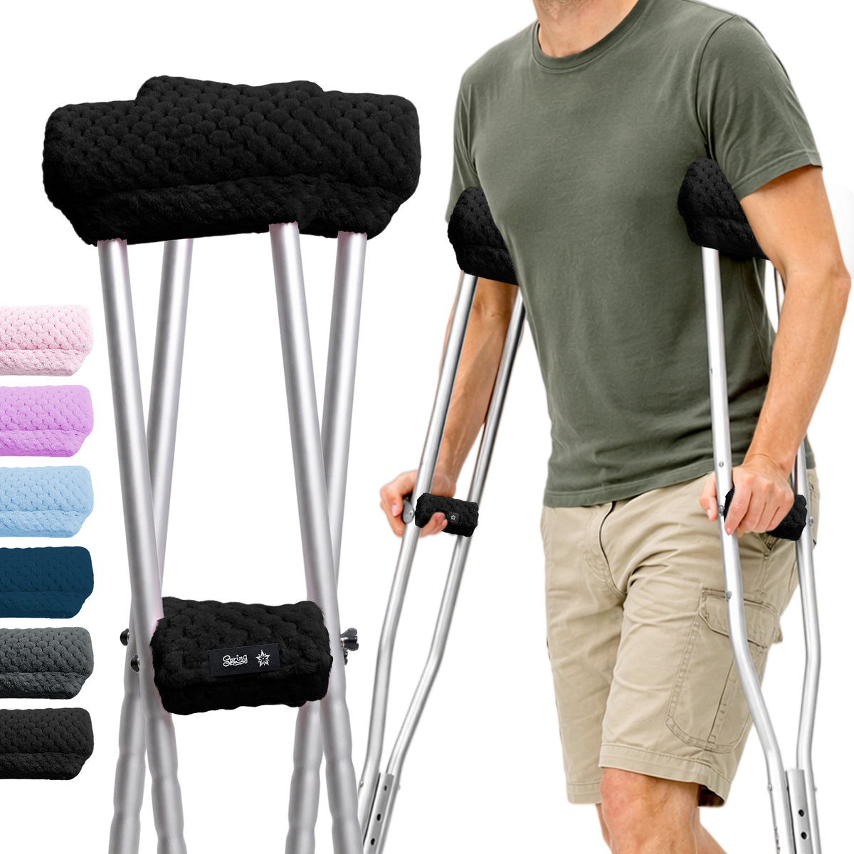 Color-​SPRING SEAON Plush Underarm Crutch Pads and Hand Grips Cushions - SpringSeaon