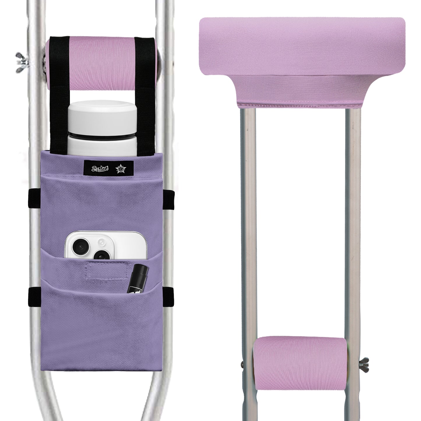 SpringSeaon Crutch Pads Set with Storage Bag Water-Resistant - Memory Foam Cushions for Crutches Accessories