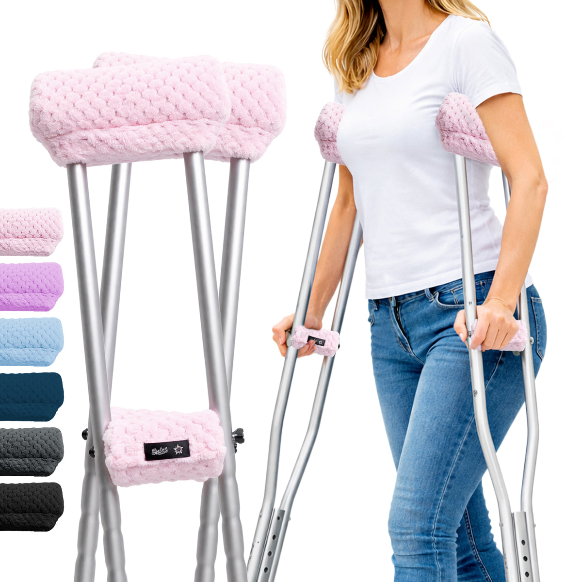 Color-​SPRING SEAON Plush Underarm Crutch Pads and Hand Grips Cushions - SpringSeaon