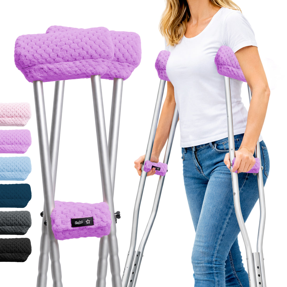 Color-​SPRING SEAON Plush Underarm Crutch Pads and Hand Grips Cushions - SpringSeaon
