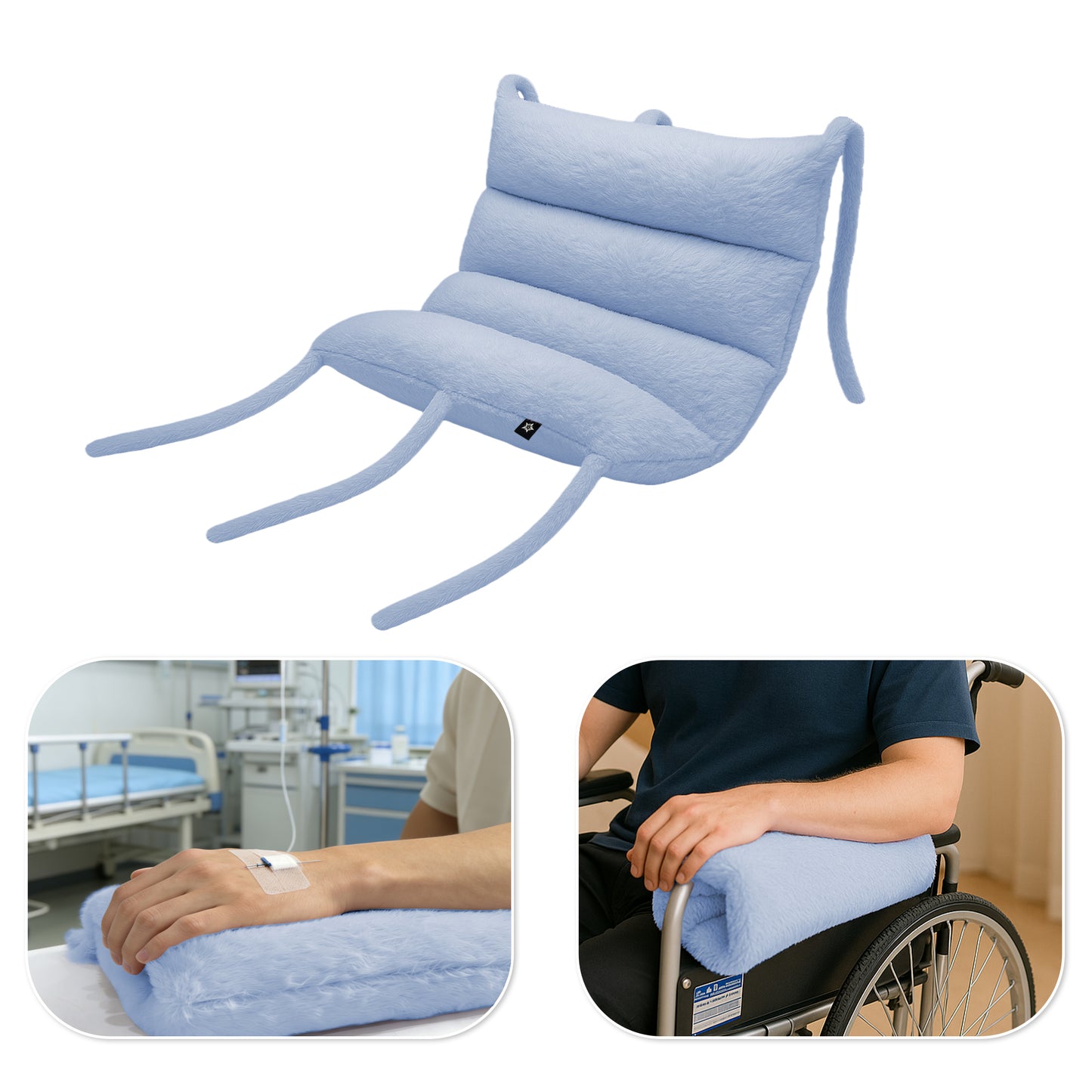 Arm Elevation Pillow - Fluffy Arm Rest Cushion with Adjustable Straps, Multi-Groove Design for Wrist, Shoulder, Leg & Ankle (Pink)