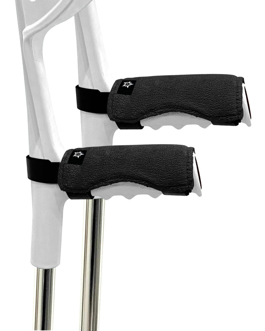 SPRING SEAON Forearm Crutch Pads Velvet – Soft Foam Covers for Elbow Crutches, Non-Slip & Comfortable, Universal Fit, Washable, 2 Pack(Black)