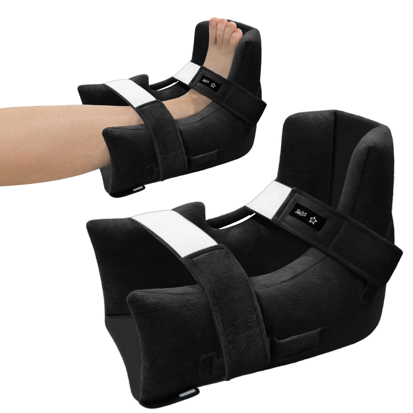 Heel Protectors with Hot/Cold Pack Pocket - Adjustable Plush Ankle Cushion (Pink)