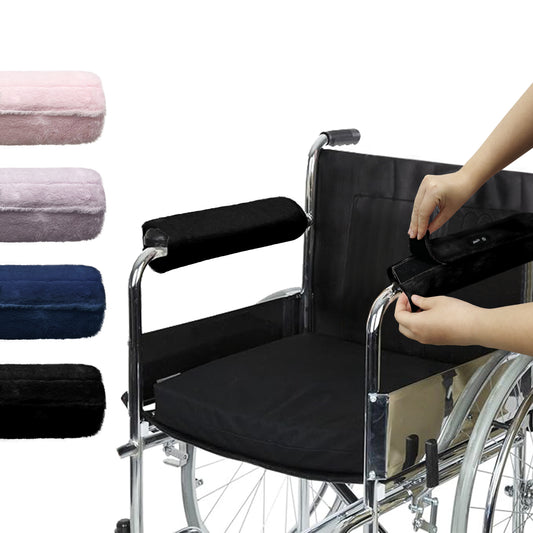 SPRING SEAON Black Fluffy Wheelchair Armrest Covers -Universal Armrest Cushions for Office  Chairs