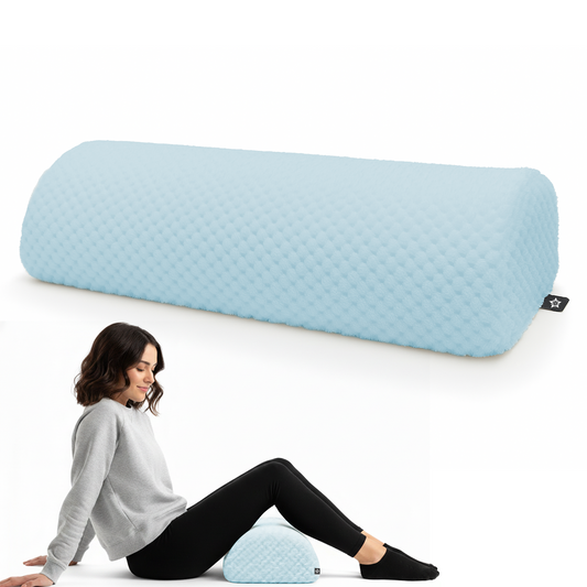 Memory Foam Knee Pillow for Back Sleeping - Half Moon Bolster Leg Support, Washable Cover, 17" x 7.5" x 4.3"