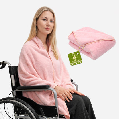SPRING SEAON Wearable Wheelchair Blanket - Soft Fleece Shawl Poncho with Snaps Knee-Length