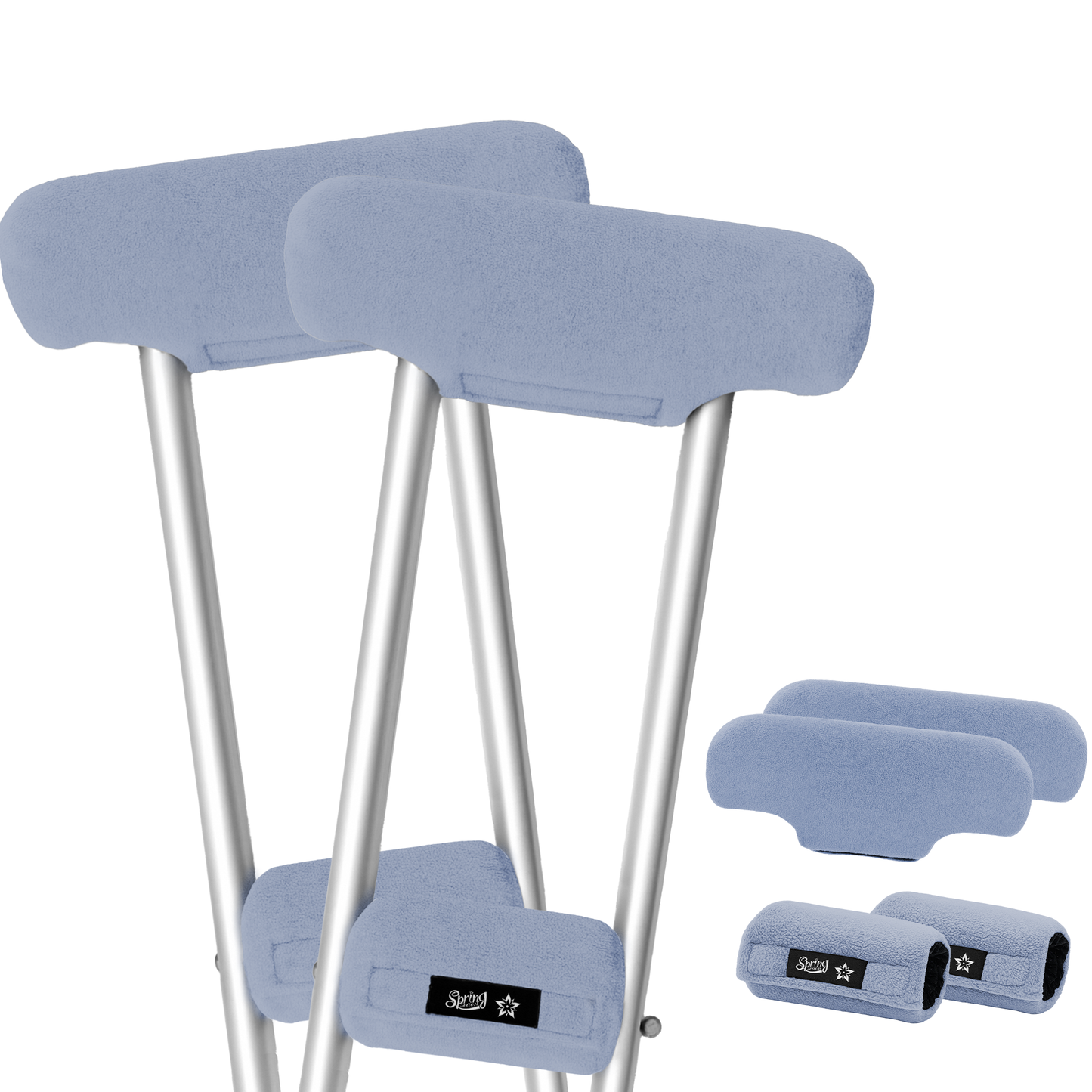 SPRING SEAON Universal Fleece Crutch Pads - Soft Underarm & Hand Grip Covers Set-Light Blue