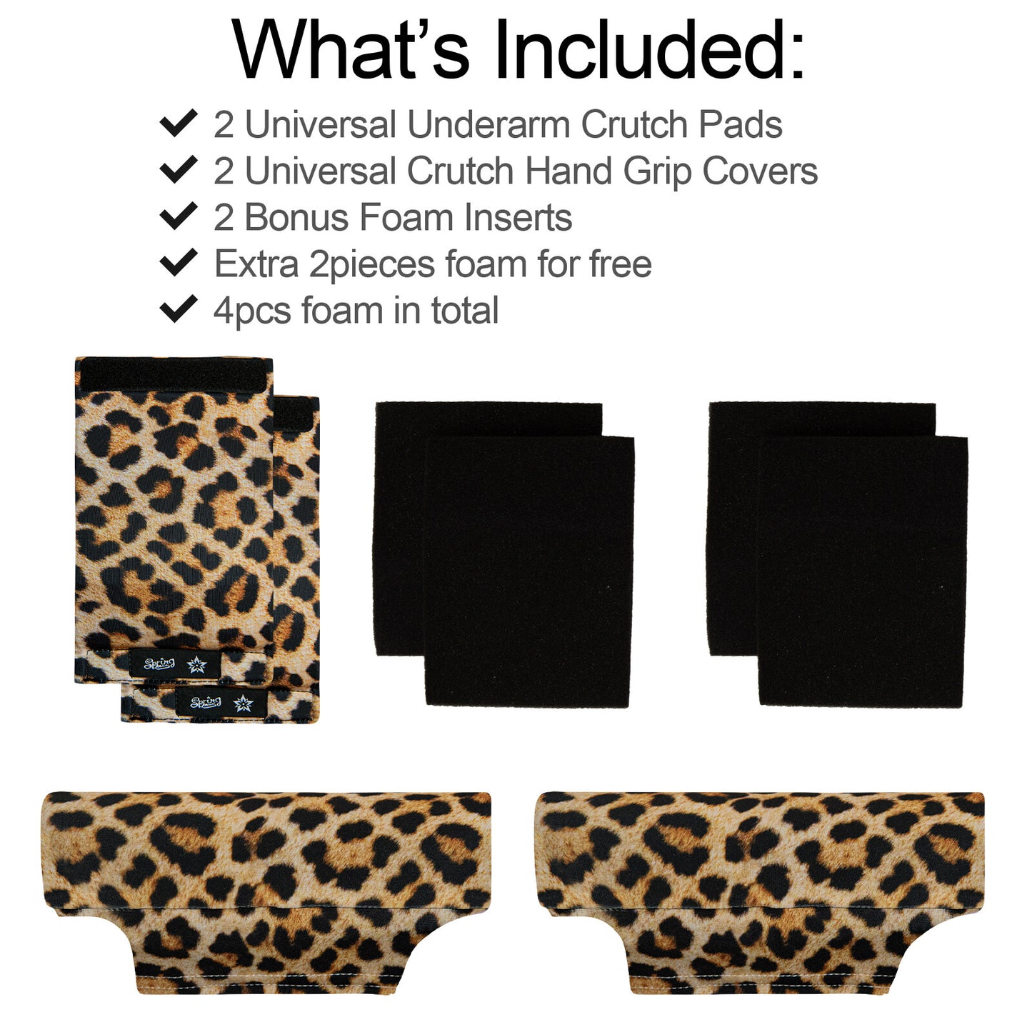 Universal Underarm Crutches Padded Crutch Pads with Hand Grips Padding Handle Covers