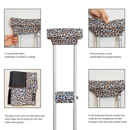 Universal Underarm Crutches Padded Crutch Pads with Hand Grips Padding Handle Covers Dark purple