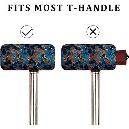Cane Hand Grip Cover - Soft Non-Slip T-Handle Cushion (Blue Leafs)