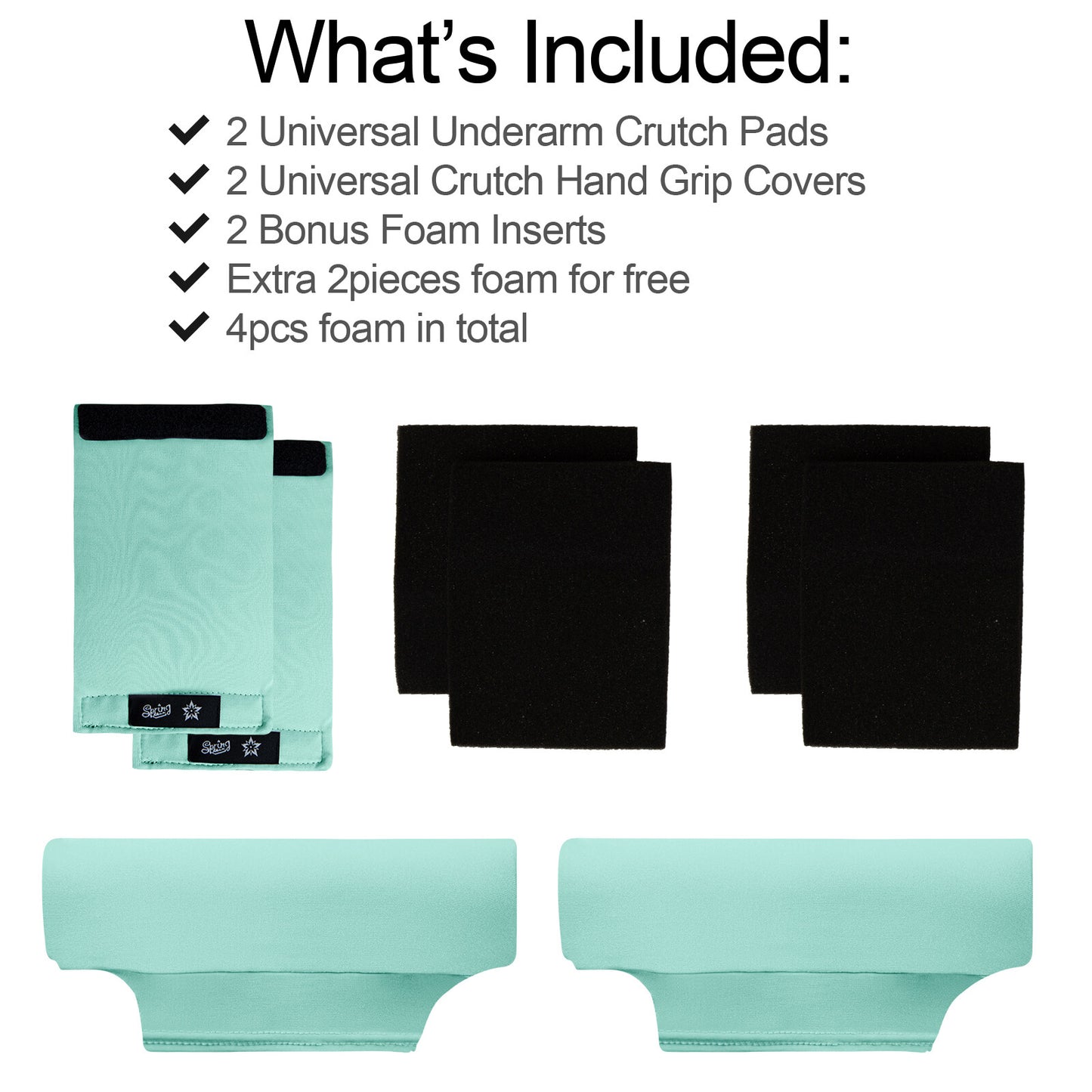 Universal Underarm Crutches Padded Crutch Pads with Hand Grips Padding Handle Covers