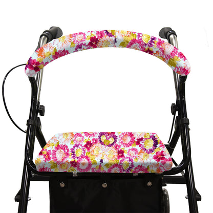 Unisex Rollator Walker Seat and Backrest Covers - Universal Soft Rollator Accessories (pink sunflower)
