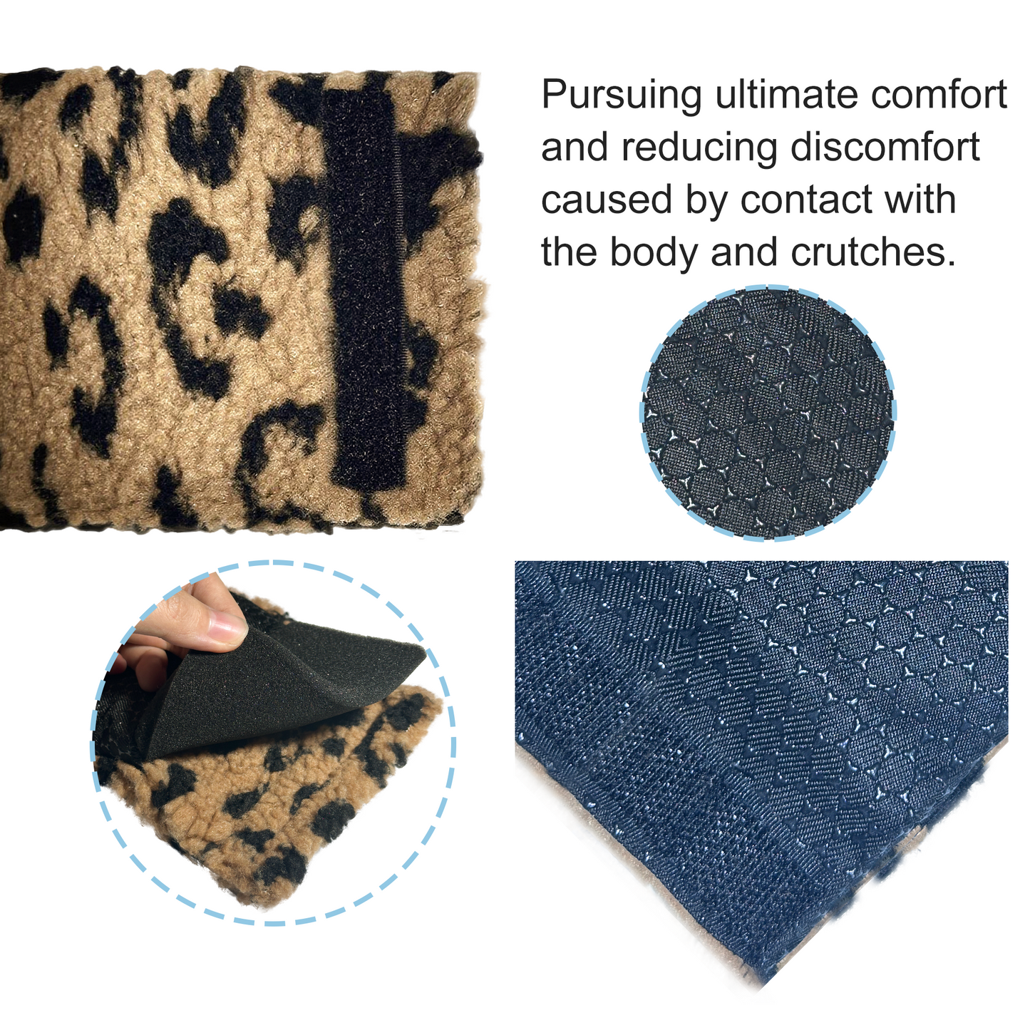 SPRING SEAON Kakhi Leopard Print Fleece Crutch Pad & Hand‑Grip Covers Cushion for Crutches