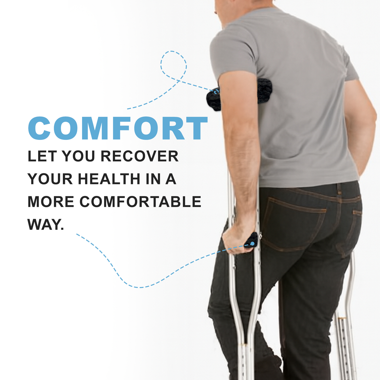 SPRING SEAON Black Sherpa Crutch Pad & Hand‑Grip Covers–Universal Fit,Cushion for Crutches