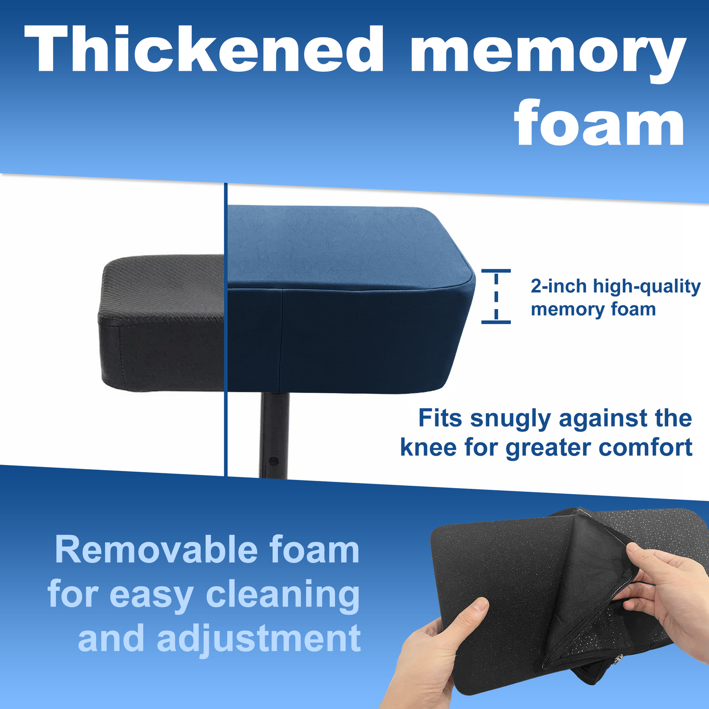 Cooling Knee Scooter Pad Cover with Memory Foam, Breathable Cushion for Summer, Fits Most Knee Walkers(Dark blue)