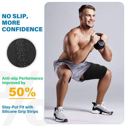 SPRING SEAON Anti-Slip Thigh Support with Adjustable Compression for Hamstring, Quad, Groin and Sports Use