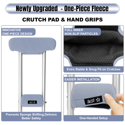 SPRING SEAON Universal Fleece Crutch Pads - Soft Underarm & Hand Grip Covers Set-Light Blue