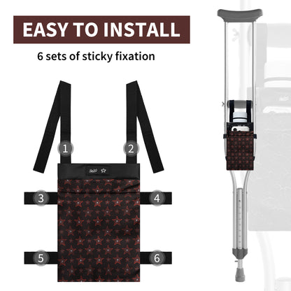 SpringSeaon Lightweight Crutch Storage Pouch,Water-Proof Crutch Bag-Crutches Accessories-Green flower
