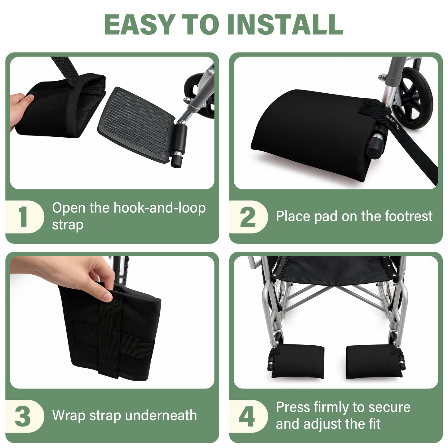Wheelchair Footrest Covers, Soft Plush Foot Rest Pads with Non-Slip Backing, Fits Most Standard Wheelchairs(Black)