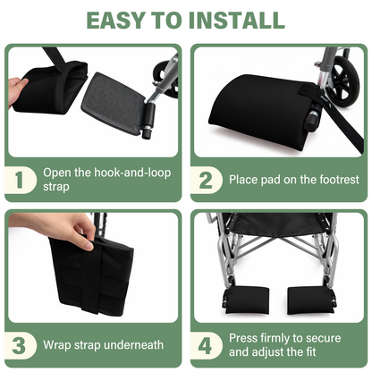 Wheelchair Footrest Covers, Soft Plush Foot Rest Pads with Non-Slip Backing, Fits Most Standard Wheelchairs(Black)