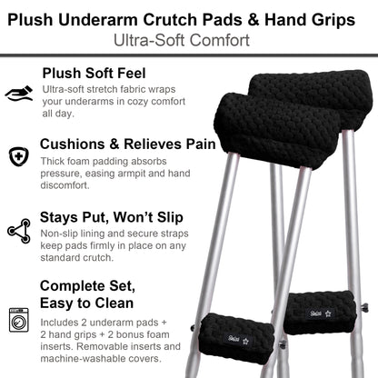 Crutch Pads and Hand Grips – Plush Soft Memory Foam Underarm Crutch Cushions