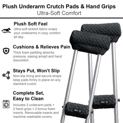 Crutch Pads and Hand Grips – Plush Soft Memory Foam Underarm Crutch Cushions