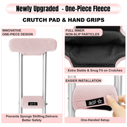 SPRING SEAON Universal Fleece Crutch Pads - Soft Underarm & Hand Grip Covers Set-Pink