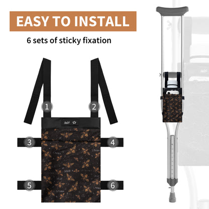 SpringSeaon Lightweight Crutch Pouch,Water-Proof Crutch Storage Bag-Crutches Accessories-Bees