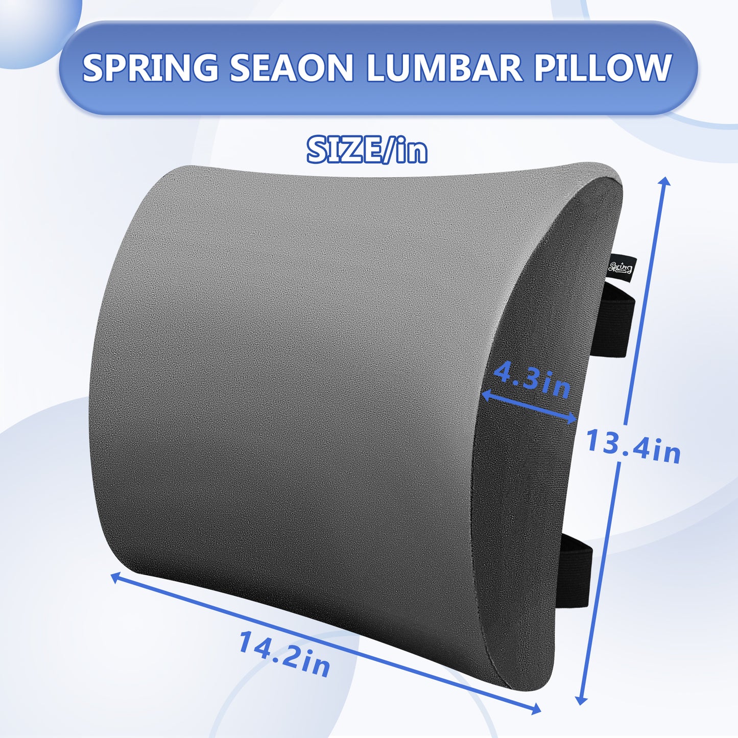 SPRING SEAON Lumbar Support Pillow - Comfortable Cooling Fabric Back Cushion with Adjustable Straps