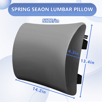 SPRING SEAON Lumbar Support Pillow - Comfortable Cooling Fabric Back Cushion with Adjustable Straps