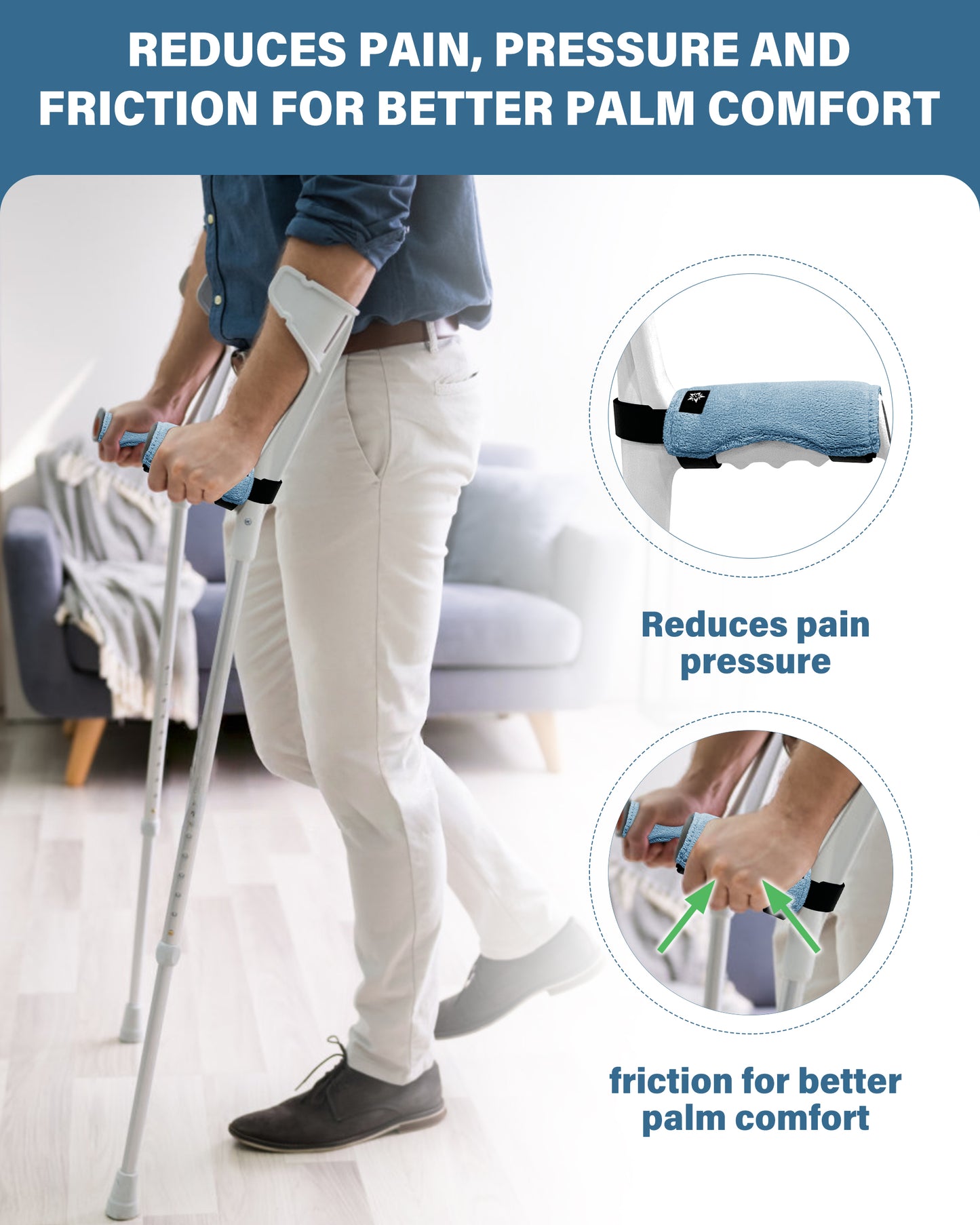 SPRING SEAON Forearm Crutch Pads Velvet – Soft Foam Covers for Elbow Crutches, Non-Slip & Comfortable, Universal Fit, Washable, 2 Pack（副本）