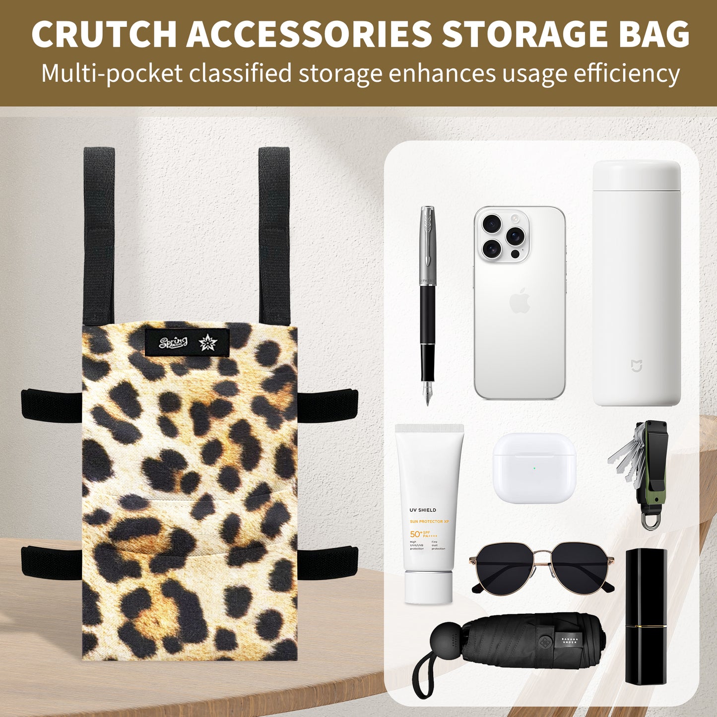 SpringSeaon Water-Proof Crutch Storage Bag- Lightweight Universal Crutches Pouch Accessories