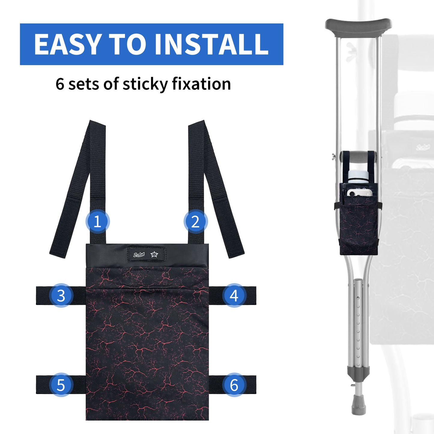 SpringSeaon Lightweight Crutch Storage Pouch,Water-Proof Crutch Bag-Crutches Accessories-Stripes