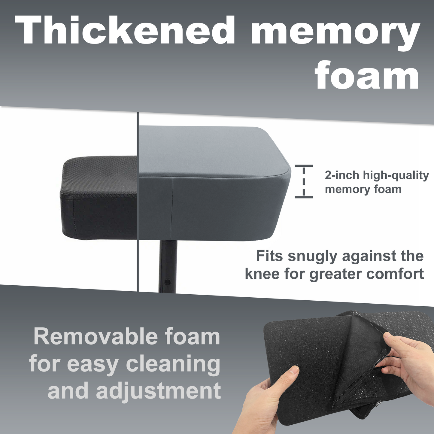 Cooling Knee Scooter Pad Cover with Memory Foam, Breathable Cushion for Summer, Fits Most Knee Walkers(Light grey)