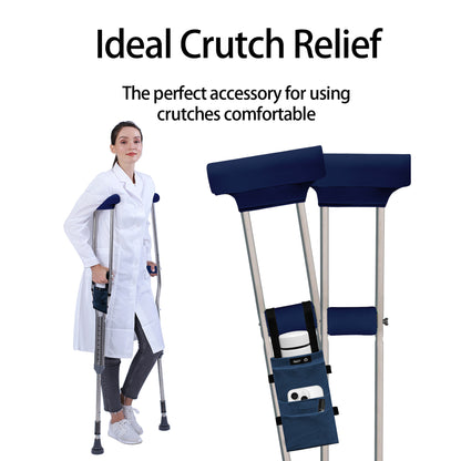 SpringSeaon Underarm Crutch Pads Set with Storage Bag Water-Resistant - Crutch Cover Accessories