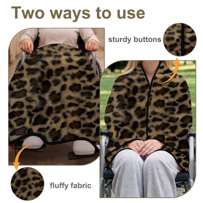 SPRING SEAON Wearable Wheelchair Blanket - Soft Fleece Shawl Poncho with Snaps Knee-Length