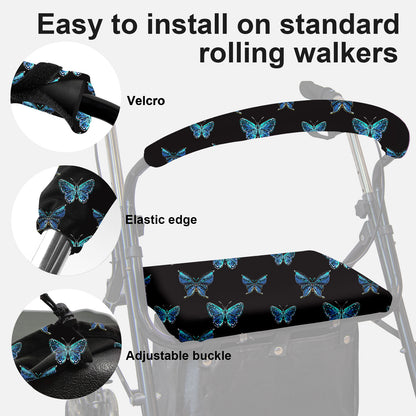 Unisex Rollator Walker Seat and Backrest Covers - Universal Soft Rollator Accessories (blue butterfly)
