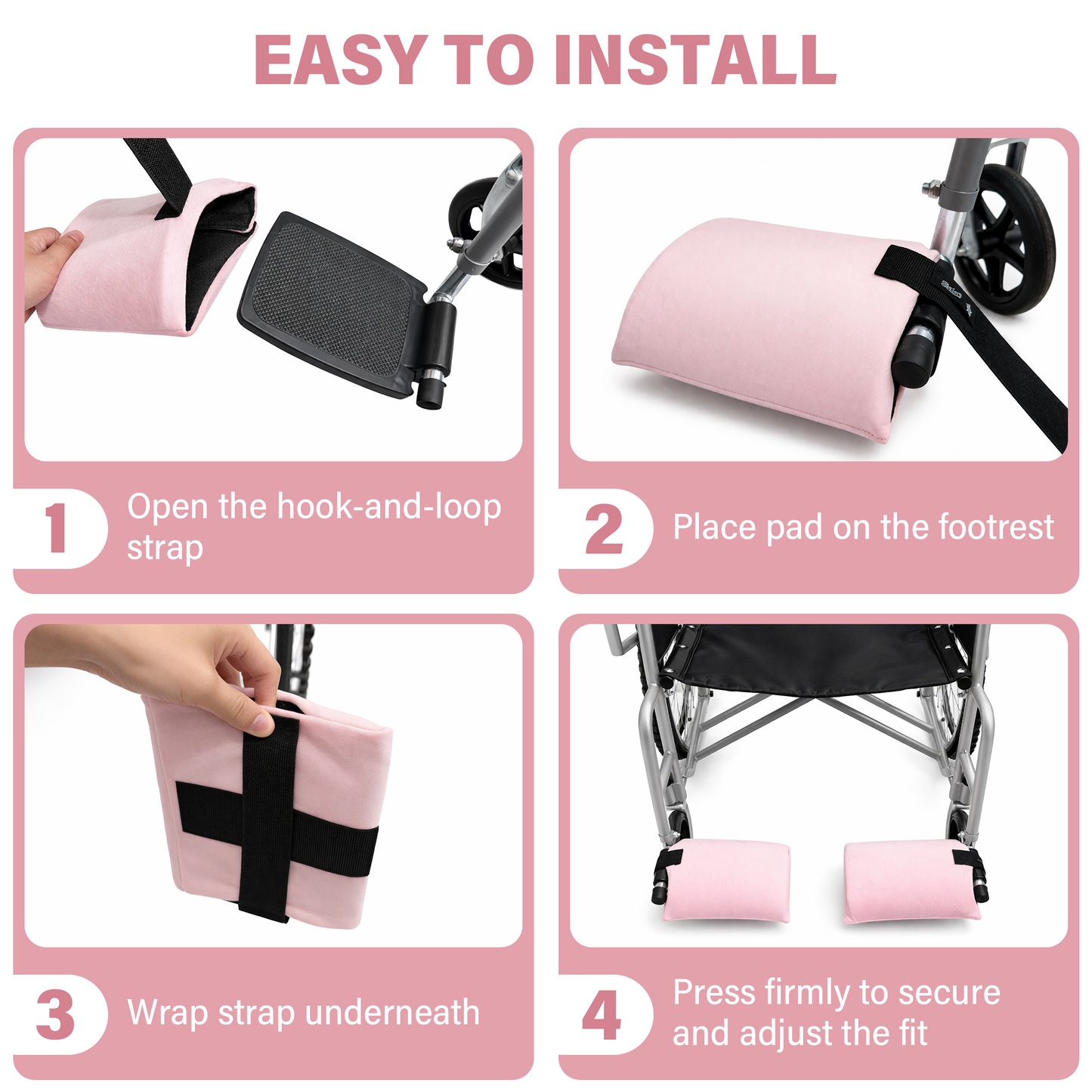 Wheelchair Footrest Covers, Soft Plush Foot Rest Pads with Non-Slip Backing, Fits Most Standard Wheelchairs(Pink)
