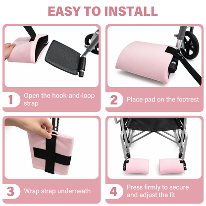 Wheelchair Footrest Covers, Soft Plush Foot Rest Pads with Non-Slip Backing, Fits Most Standard Wheelchairs(Pink)